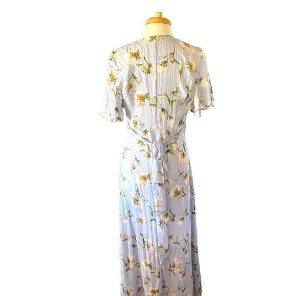 Sold Womens Vintage Blue Floral Promesa Wrap Dress Womens M - Picture 5 of 9